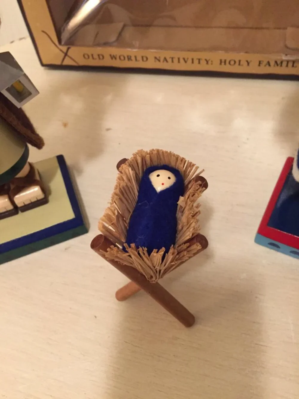 Nutcracker Village Old World Nativity Holy Family  Joseph Mary Baby Jesus Wooden